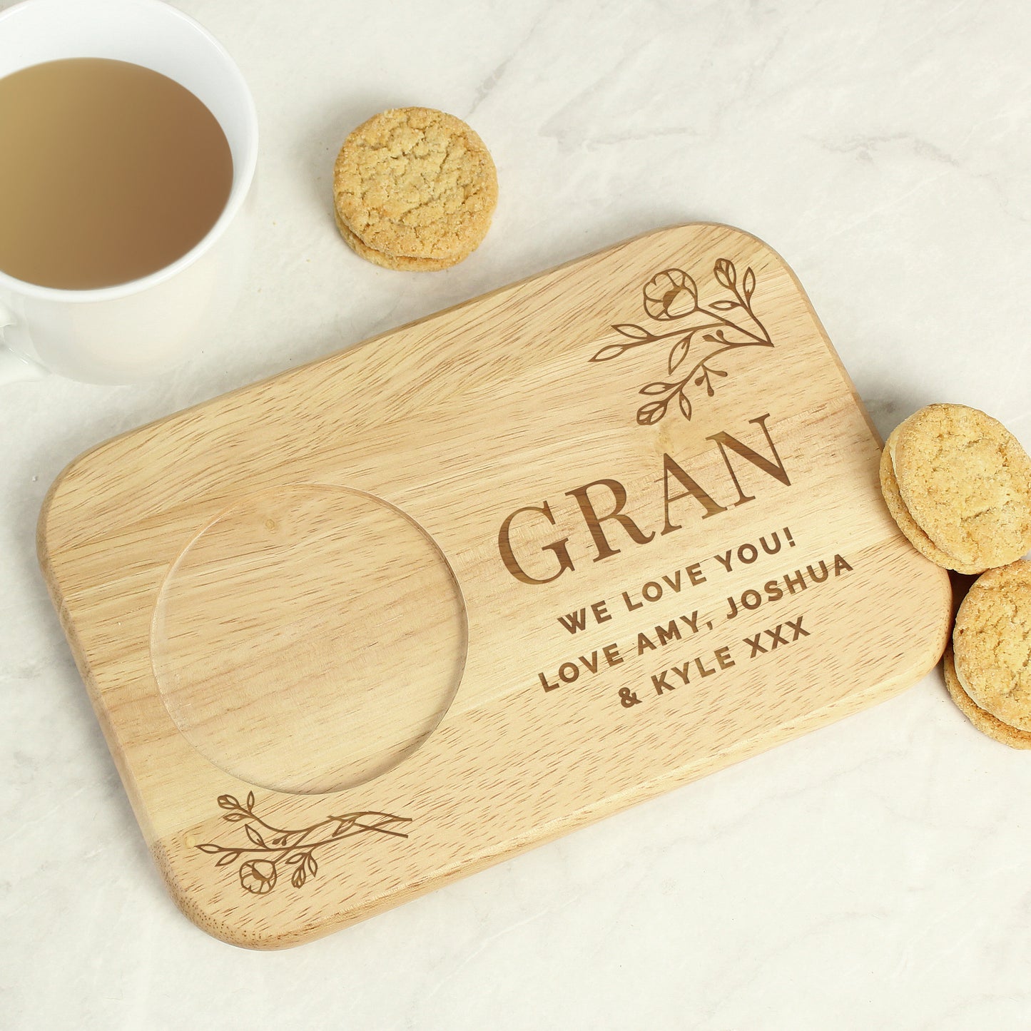 Personalised Floral Wooden Coaster Tray from Heartfelt Gifts
