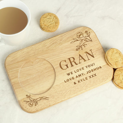 Personalised Floral Wooden Coaster Tray from Heartfelt Gifts