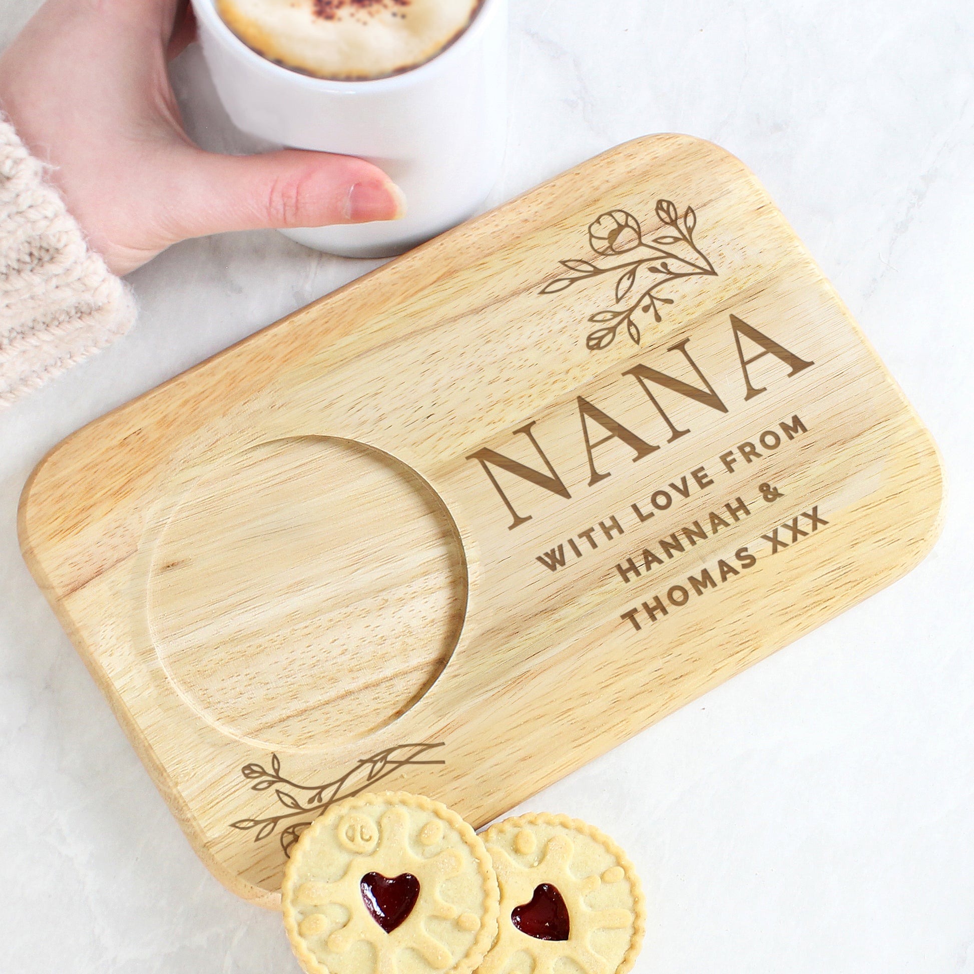 Personalised Floral Wooden Coaster Tray - image 4