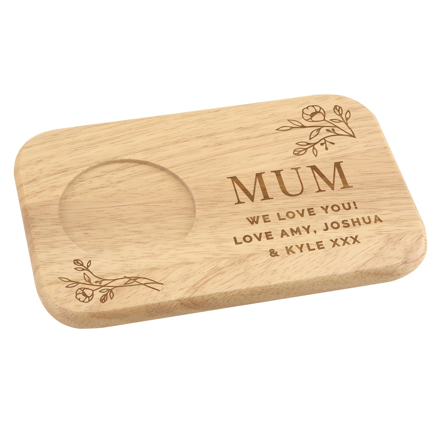 Personalised Floral Wooden Coaster Tray - image 5