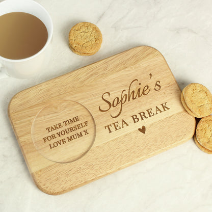 Personalised Heart Design Wooden Coaster Tray - image 2