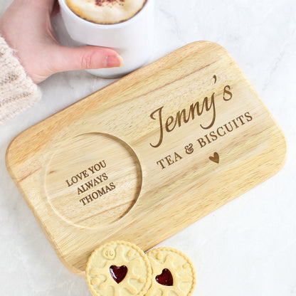 Personalised Heart Design Wooden Coaster Tray - image 3