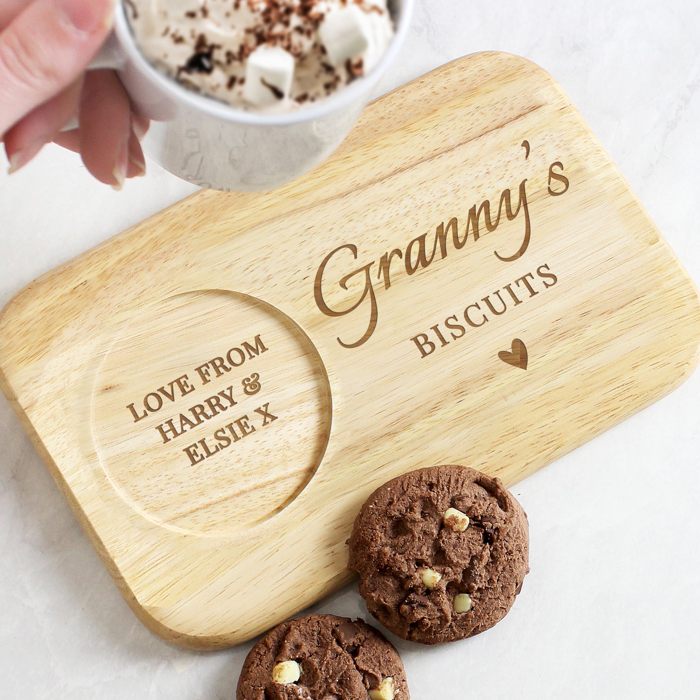Personalised Heart Design Wooden Coaster Tray - image 4