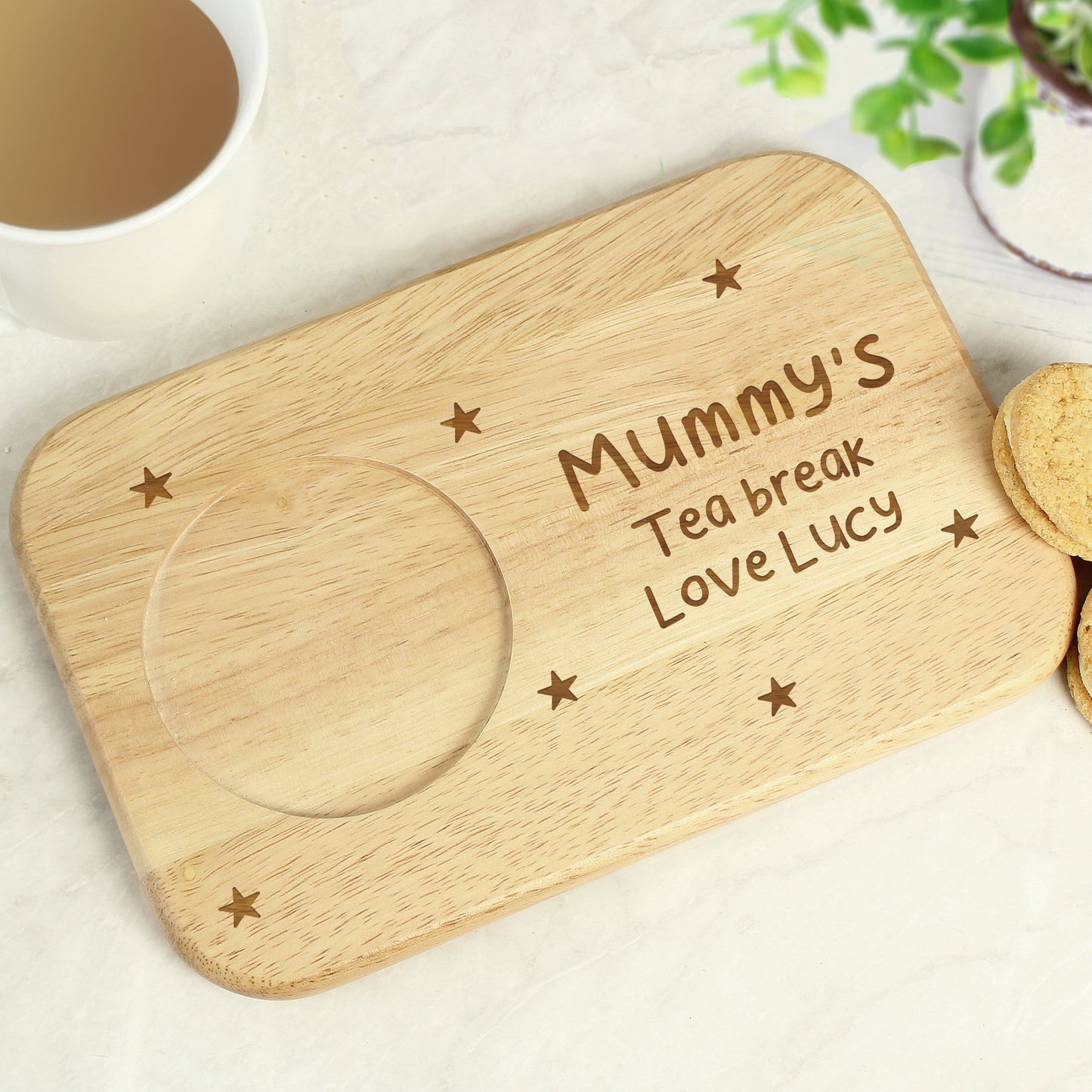 Personalised Stars Wooden Coaster Tray - image 3
