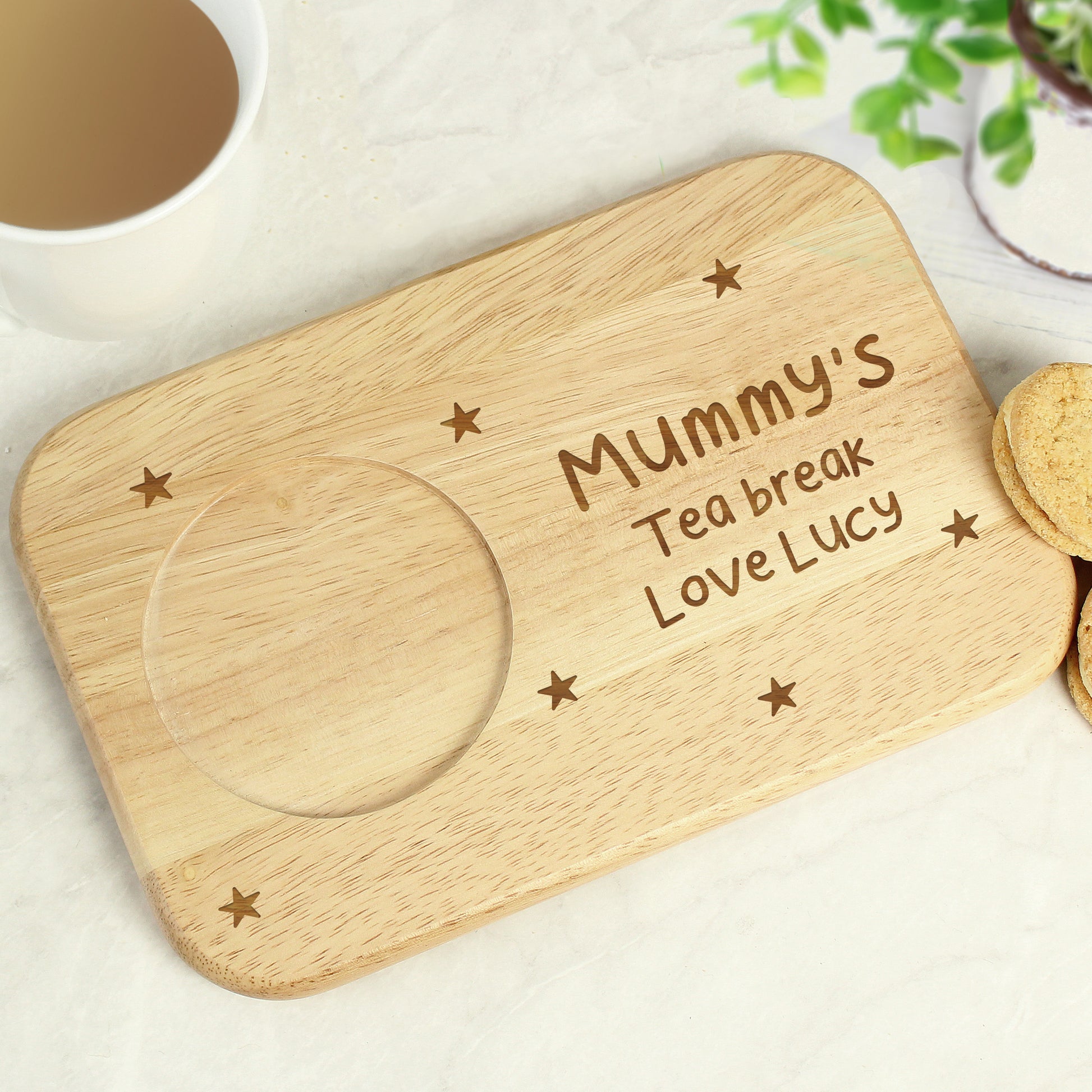 Personalised Stars Wooden Coaster Tray - image 3