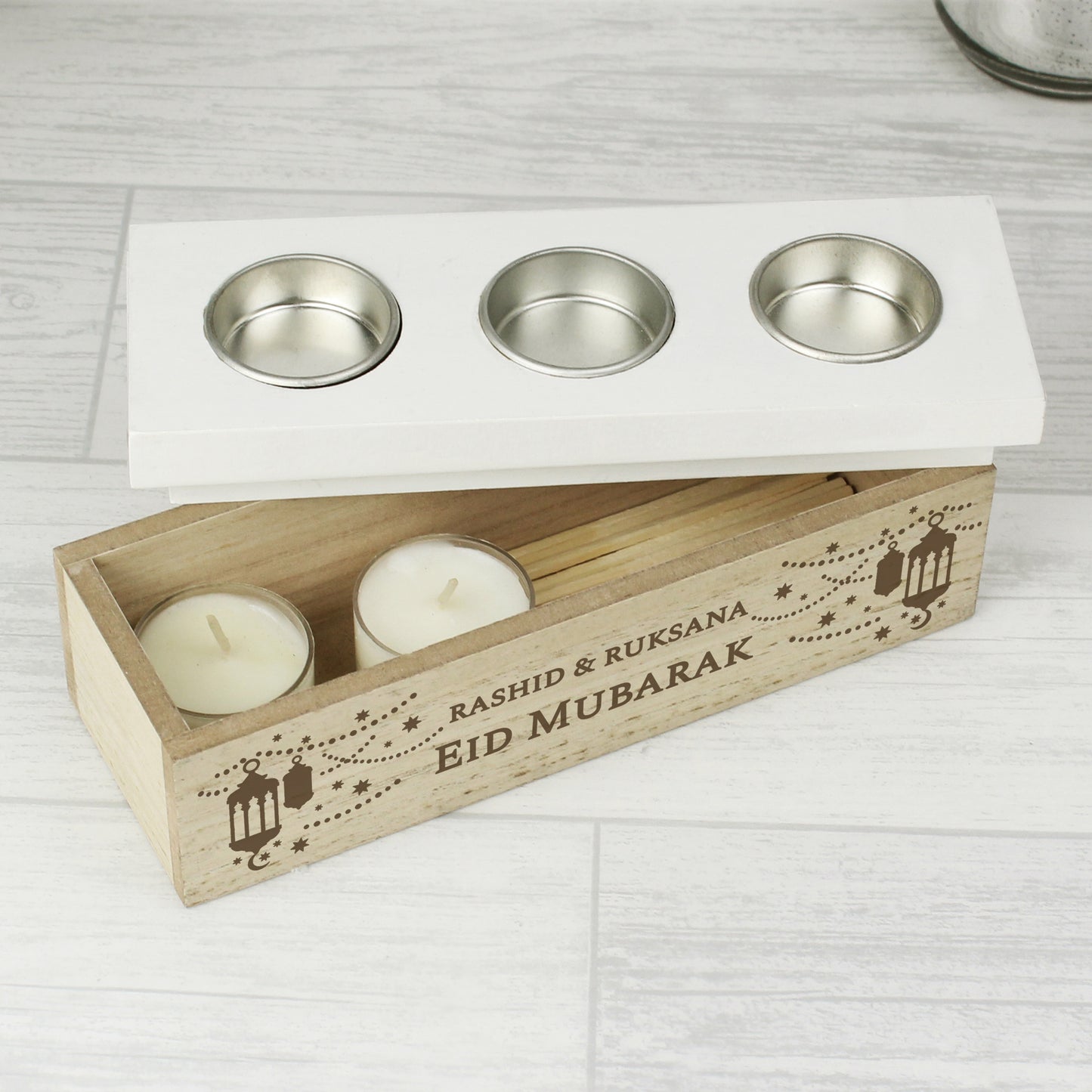 Personalised Eid and Ramadan Triple Tea Light Box - image 2