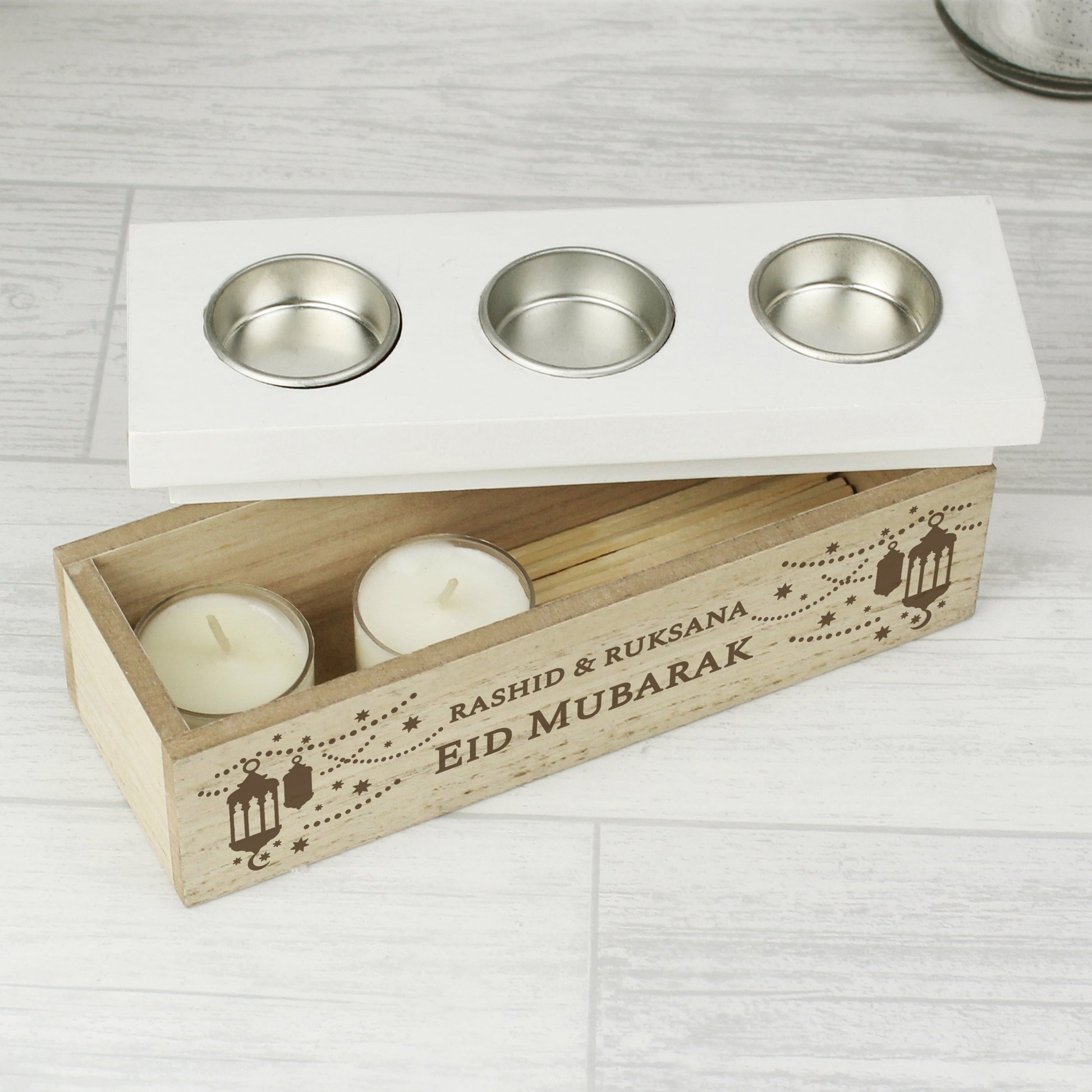 Personalised Eid and Ramadan Triple Tea Light Box - image 2