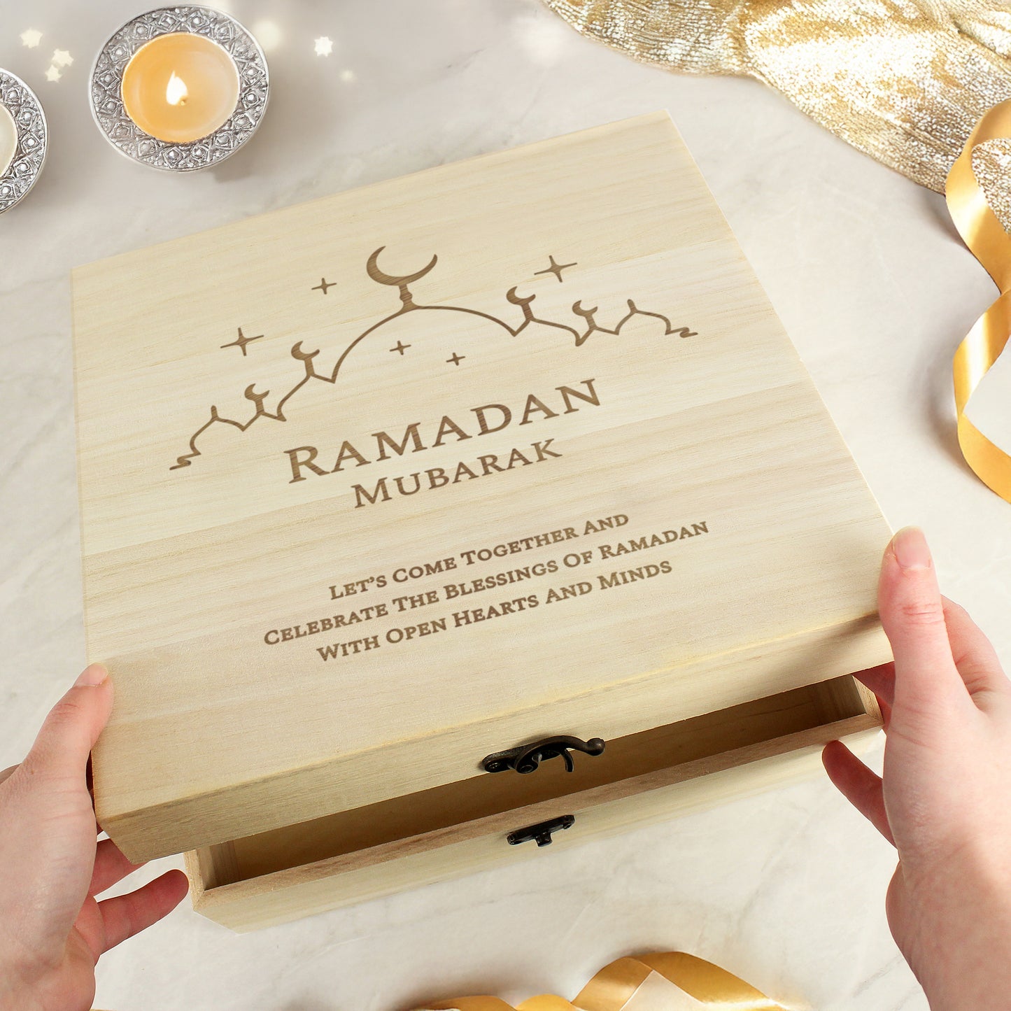 Personalised Eid and Ramadan Large Wooden Keepsake Box from Heartfelt Gifts