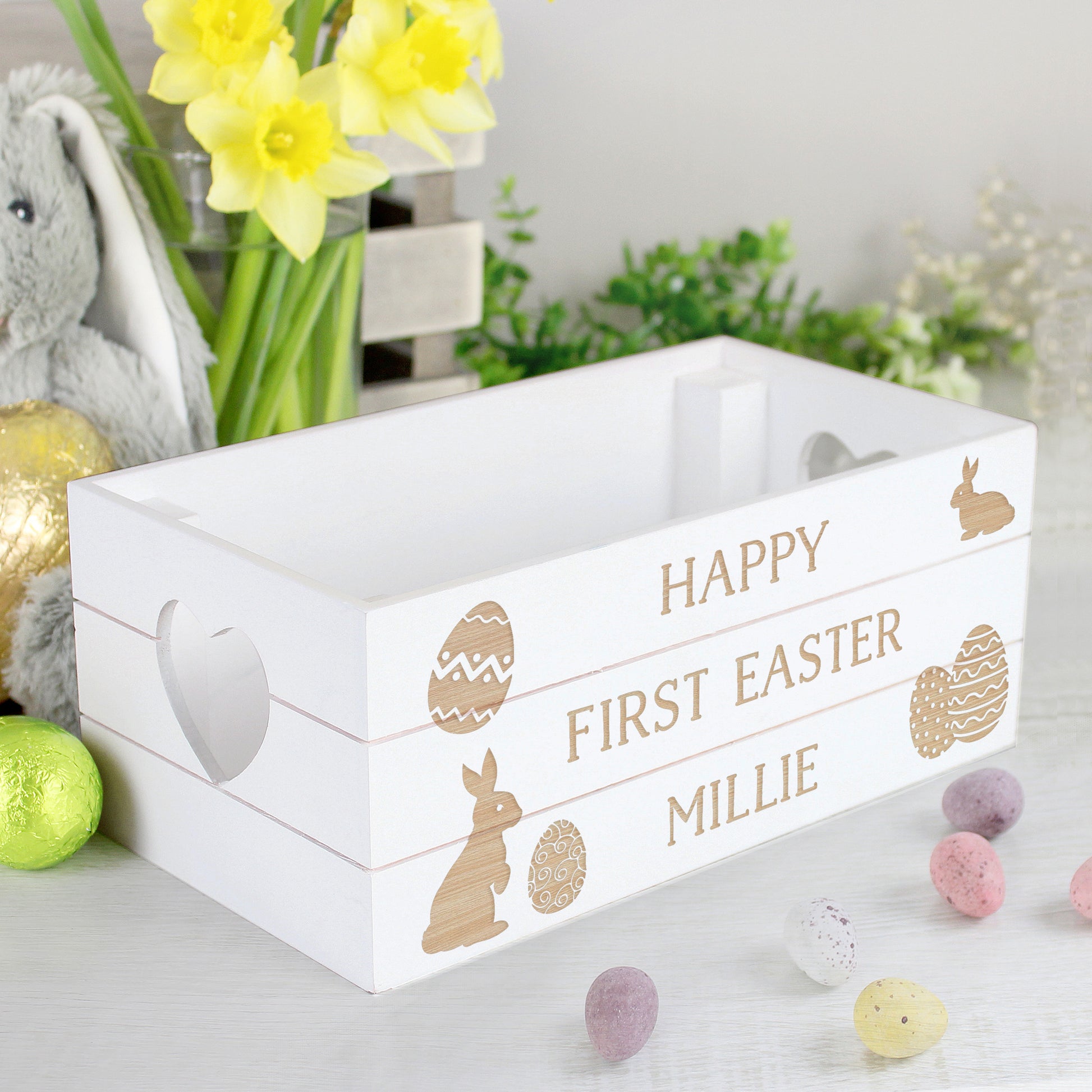 Personalised Easter Bunny Small Wooden Crate - image 3
