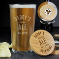 Personalised Free Text Bamboo Bottle Opener Coaster and Pint Glass from Heartfelt Gifts