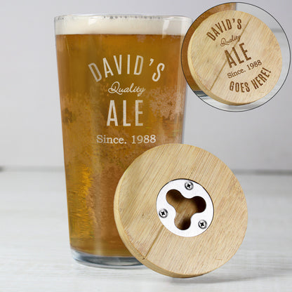 Personalised Free Text Bamboo Bottle Opener Coaster and Pint Glass - image 6