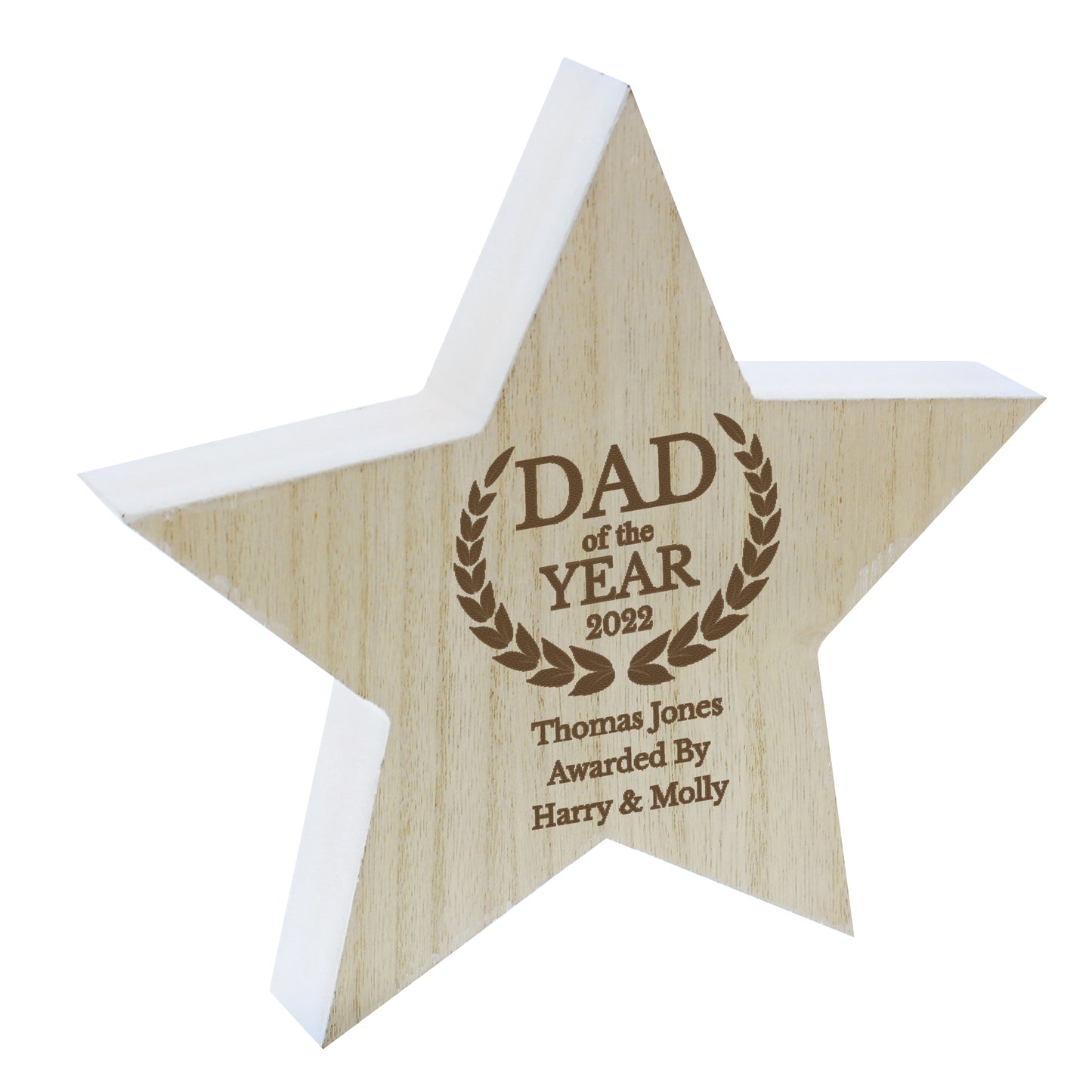 Personalised Dad of the Year Rustic Wooden Star Decoration - image 5