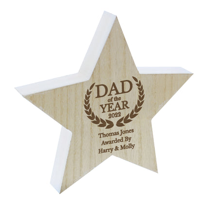 Personalised Dad of the Year Rustic Wooden Star Decoration - image 5