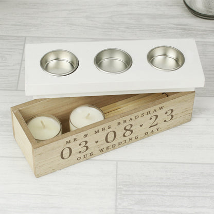 Personalised Special Date Triple Tea Light Box - image 3