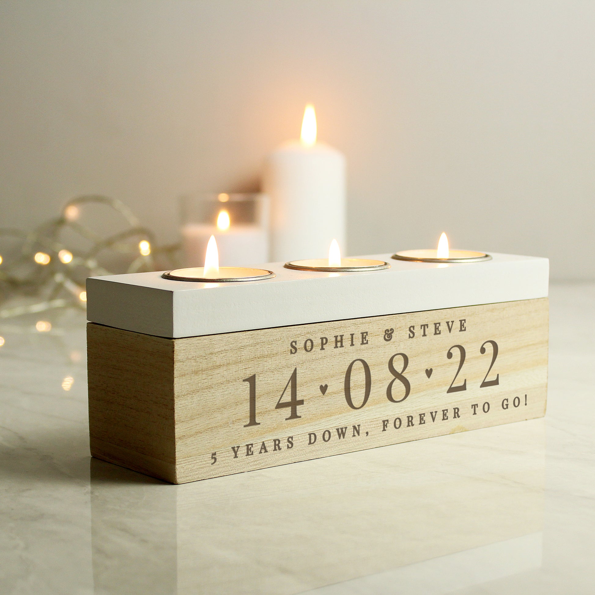 Personalised Special Date Triple Tea Light Box - image 4