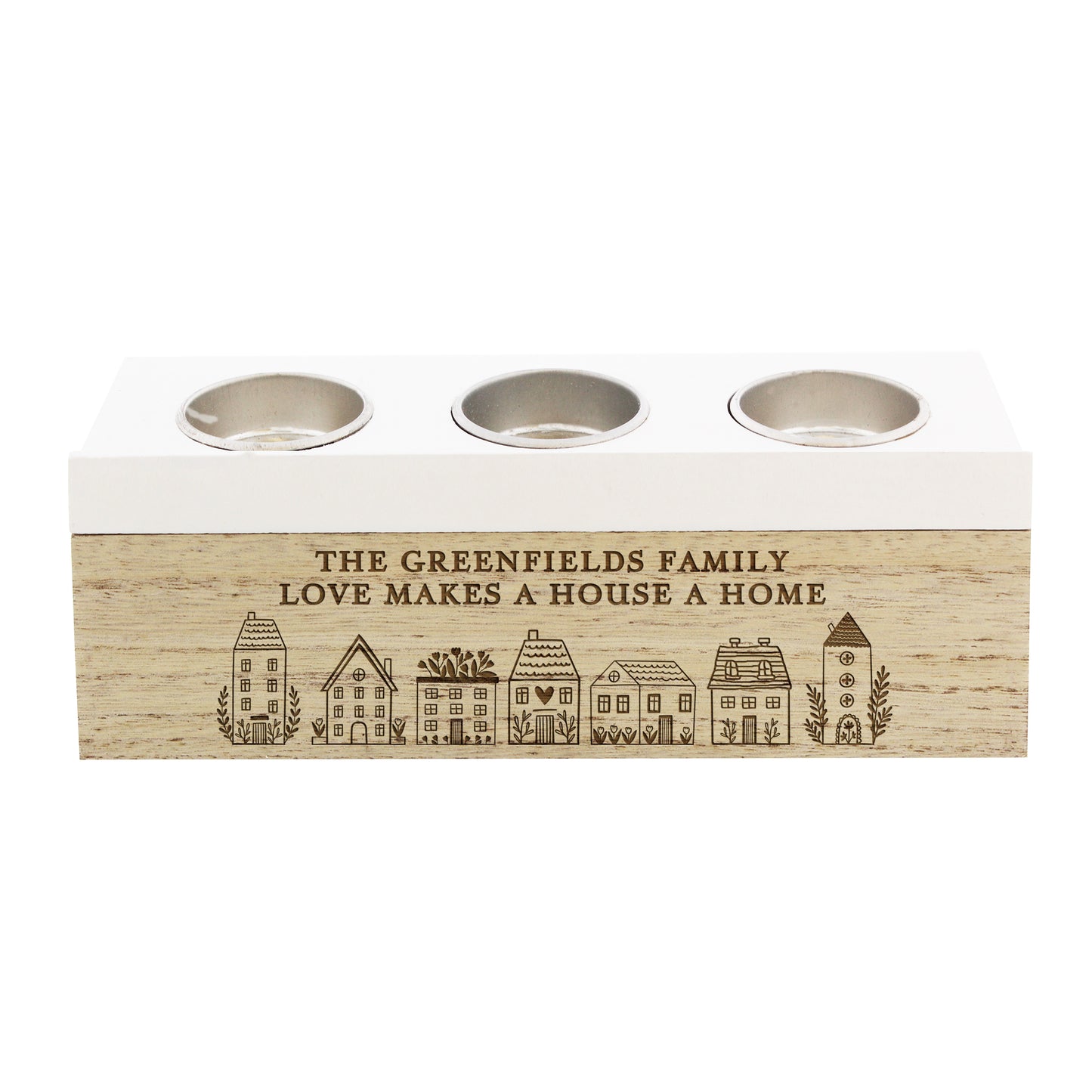 Personalised HOME Triple Tea Light Box - image 5