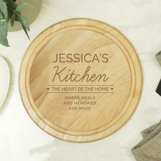 Personalised Heart of the Home Round Wooden Chopping Board - image 2