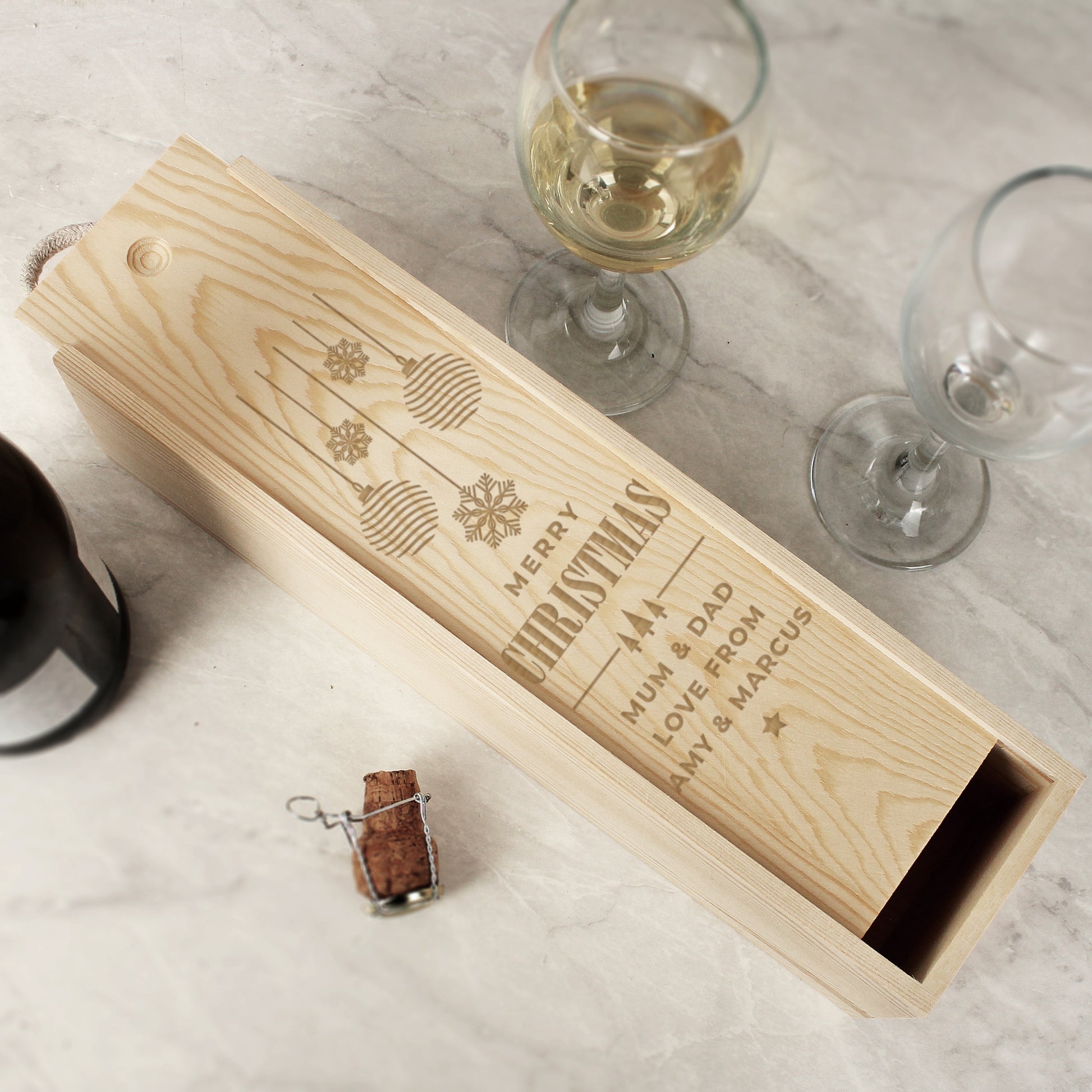 Personalised Christmas Wooden Wine Box from Heartfelt Gifts