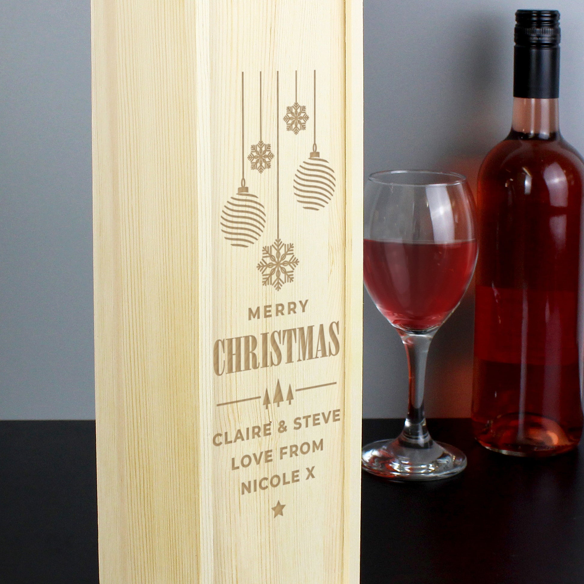 Personalised Christmas Wooden Wine Box - image 4