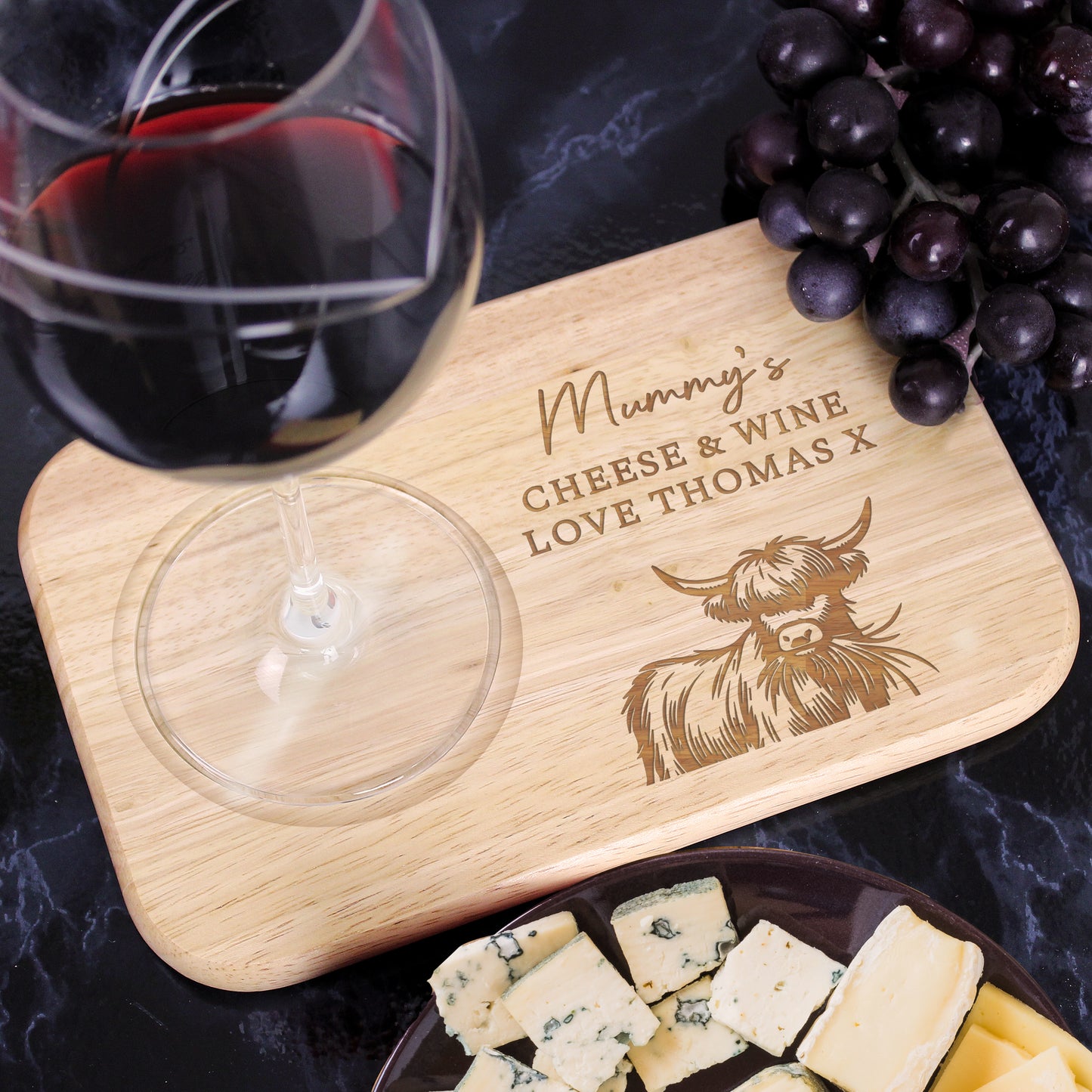 Personalised Highland Cow Wooden Coaster Tray - image 2