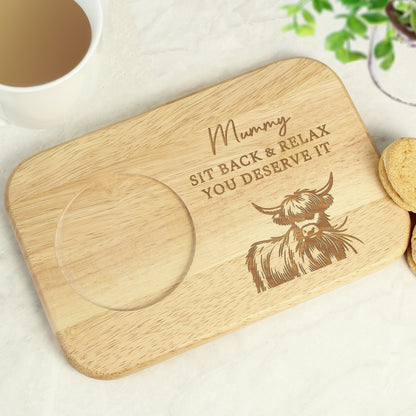 Personalised Highland Cow Wooden Coaster Tray - image 4