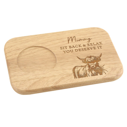 Personalised Highland Cow Wooden Coaster Tray - image 5