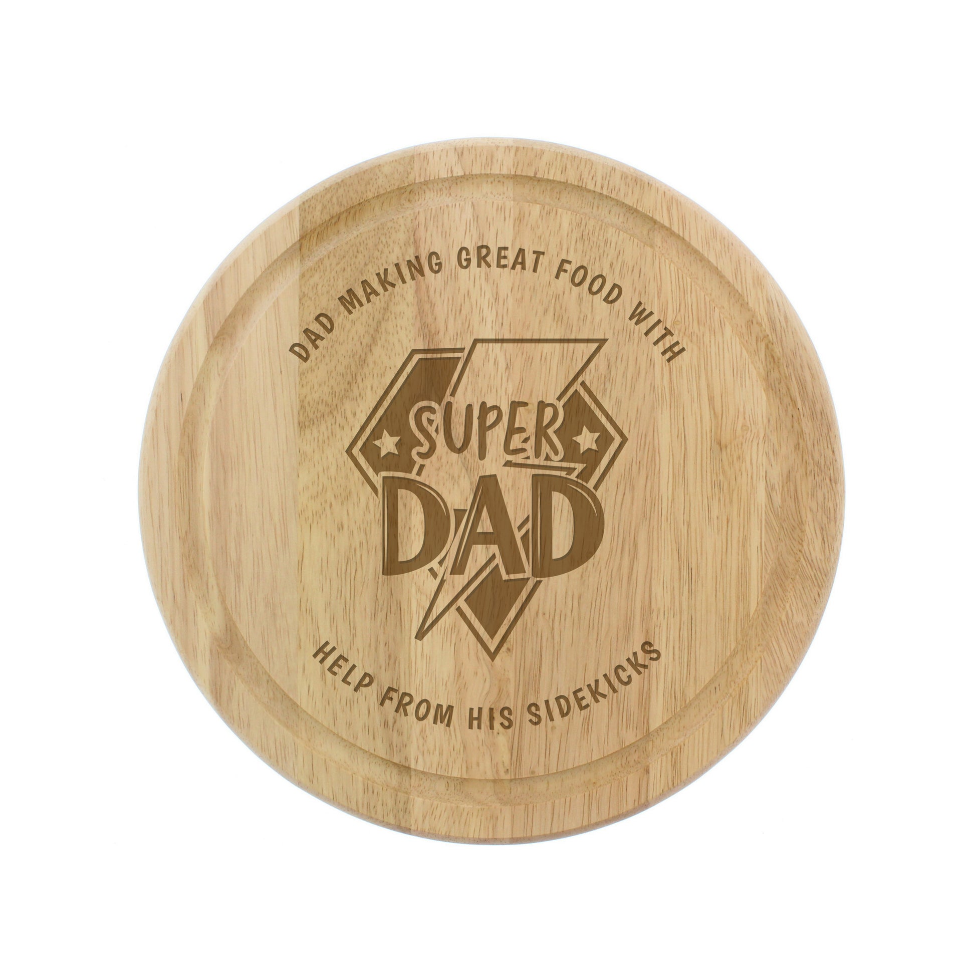 Personalised Super Dad Round Wooden Chopping Board – Kitchen Father's Day Gift - image 4