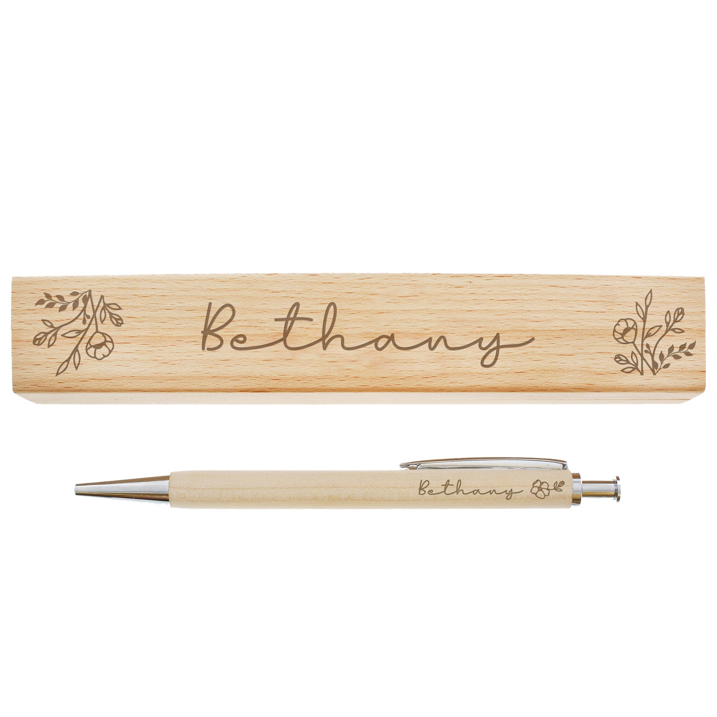 Personalised Floral Wooden Pen and Box - image 4