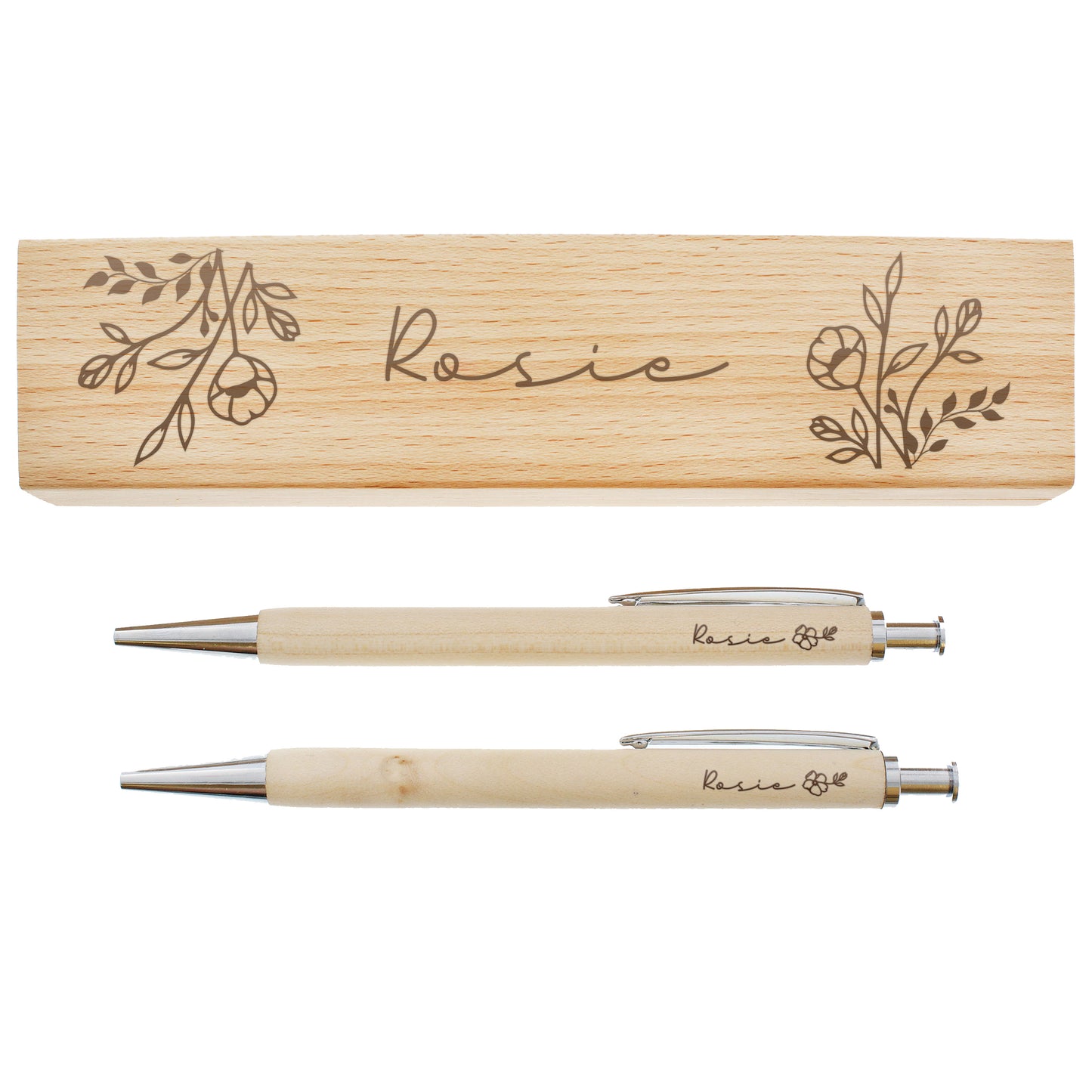 Personalised Floral Wooden Pen and Box - image 5