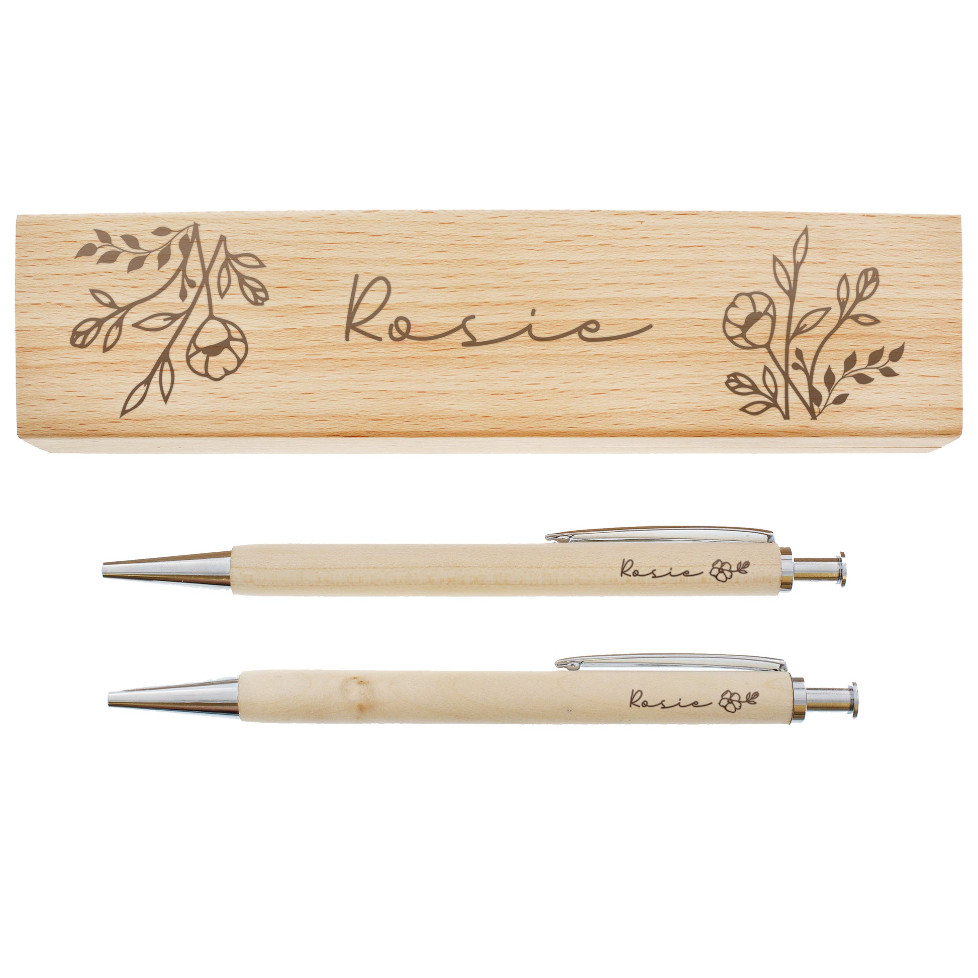 Personalised Floral Wooden Pen and Box - image 5