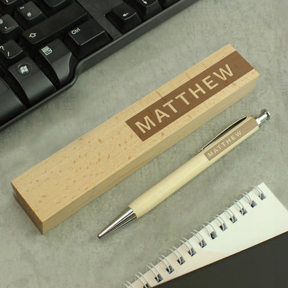 Personalised Name Only Wooden Pen and Box from Heartfelt Gifts