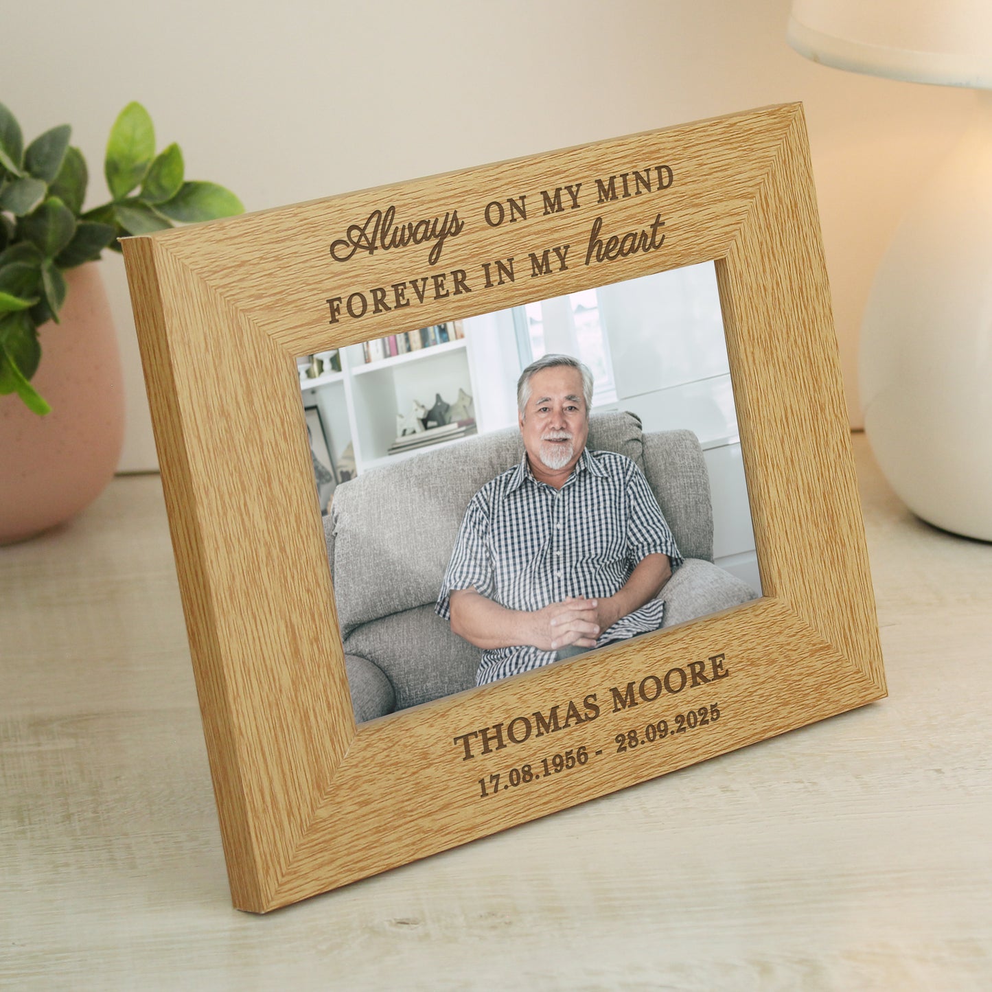 Personalised Memorial Always In My Heart 6x4 Wooden Photo Frame from Heartfelt Gifts