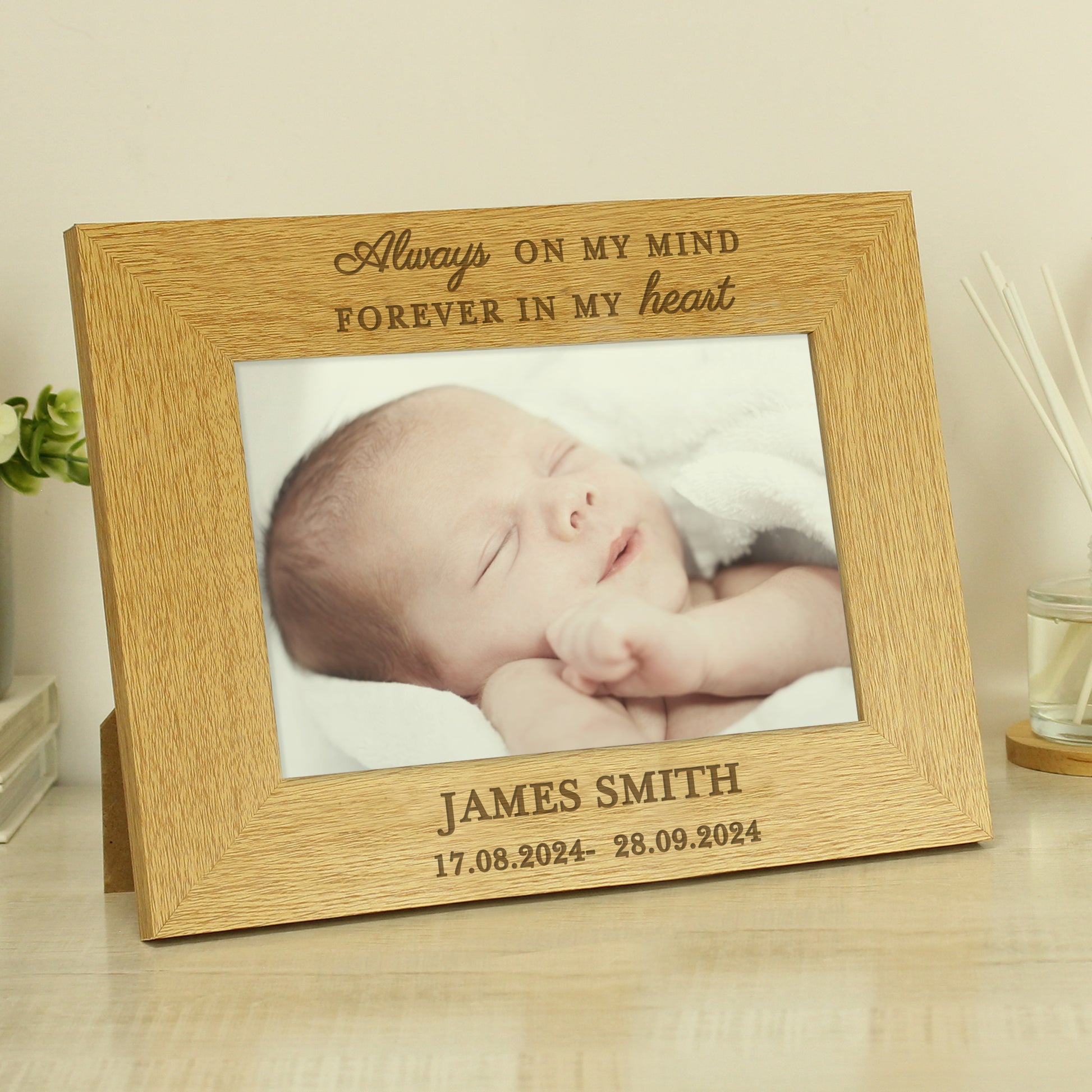 Personalised Memorial Always In My Heart 6x4 Wooden Photo Frame - image 2