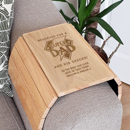 Personalised Super Dad Wooden Sofa Tray – Father's Day & Birthday Gift - image 2