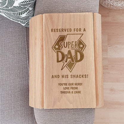 Personalised Super Dad Wooden Sofa Tray – Father's Day & Birthday Gift - image 4