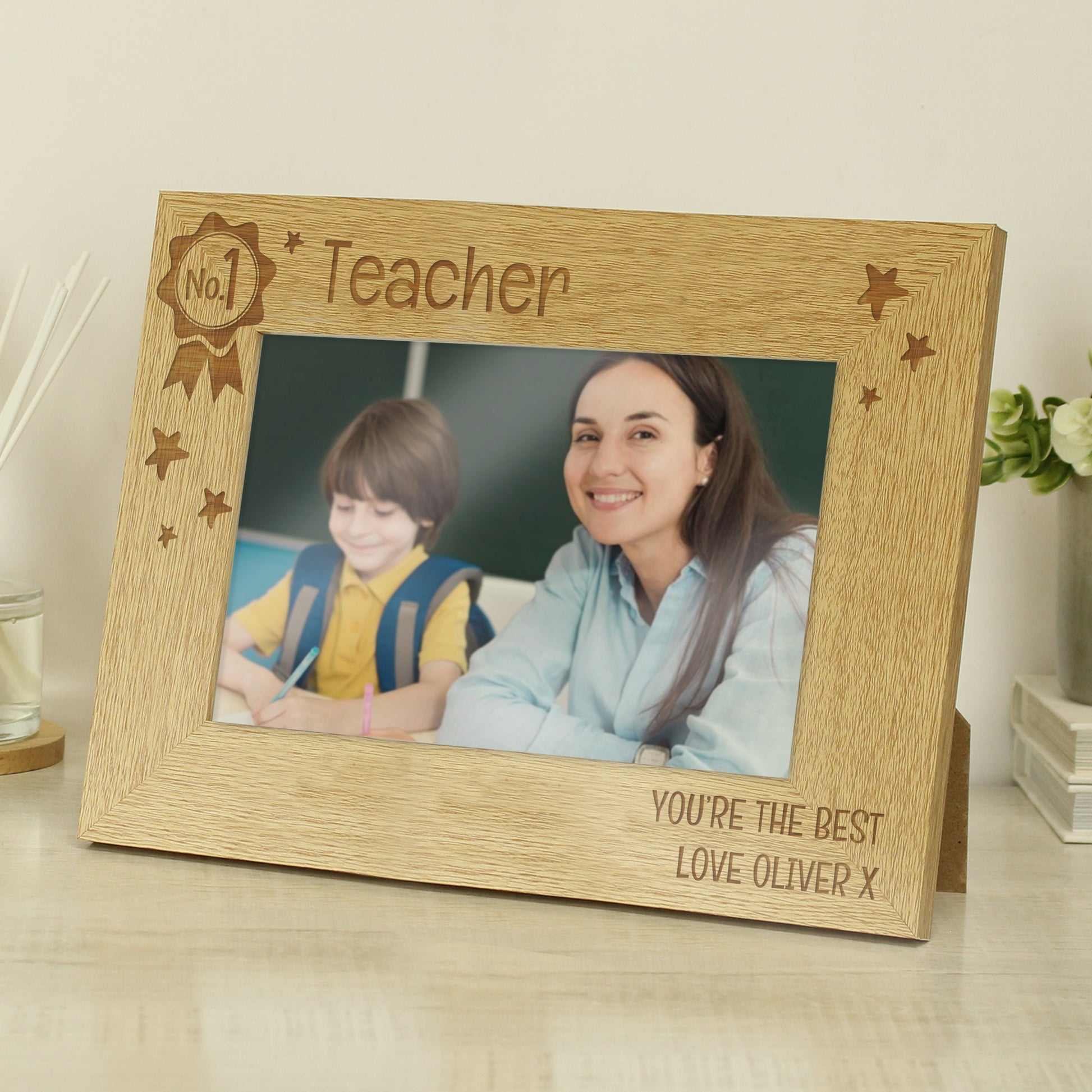 Personalised No.1 6x4 Wooden Photo Frame – Birthday & Father's Day Gift - image 2