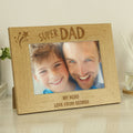 Personalised Super Dad 6x4 Wooden Photo Frame – Father's Day Birthday Gift