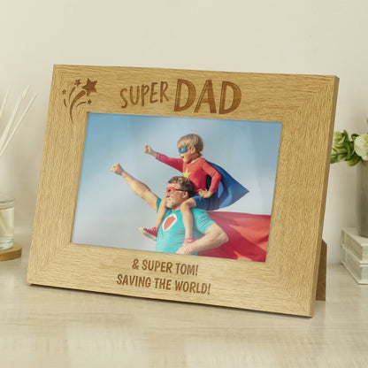 Personalised Super Dad 6x4 Wooden Photo Frame – Father's Day & Birthday Gift - image 2