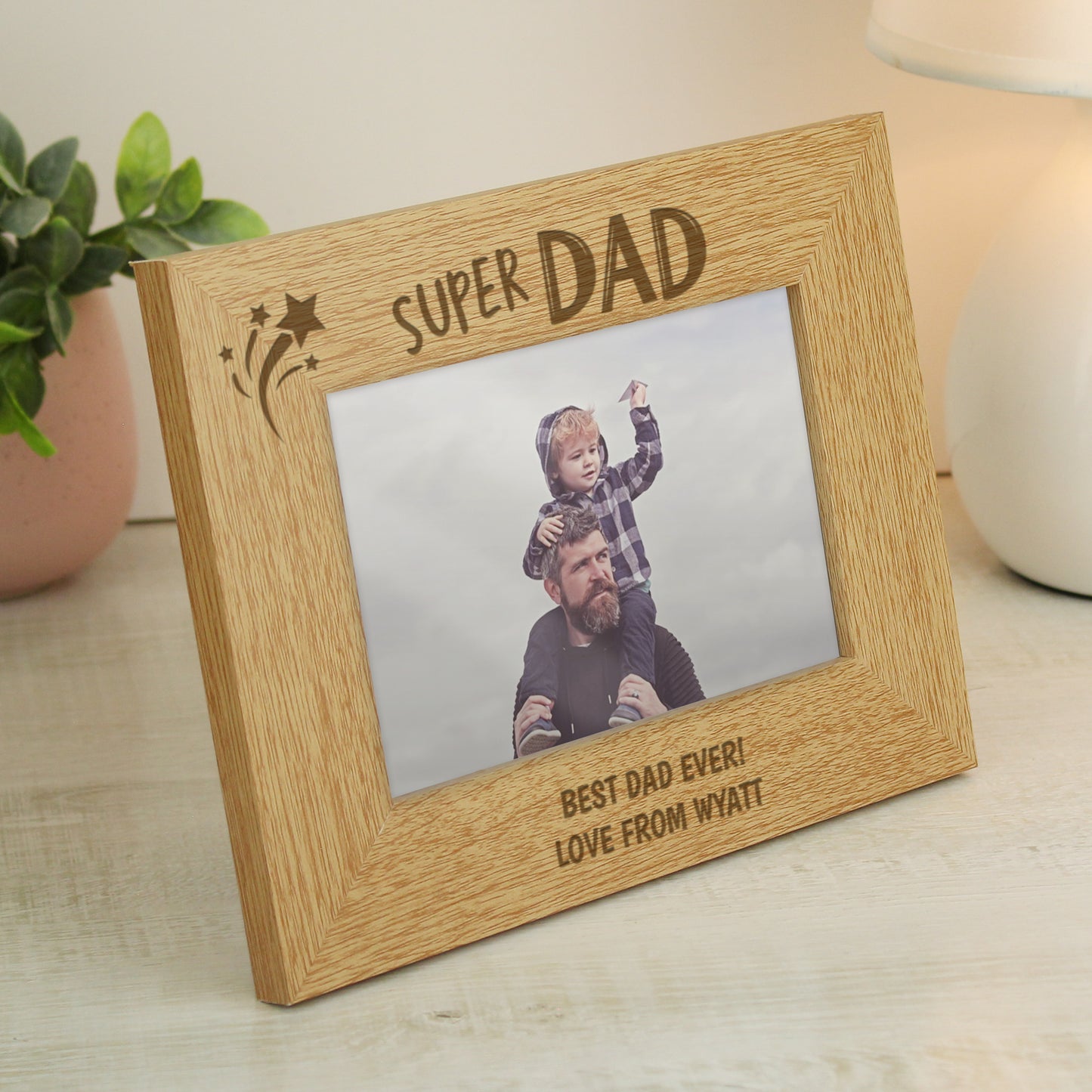 Personalised Super Dad 6x4 Wooden Photo Frame – Father's Day & Birthday Gift - image 4