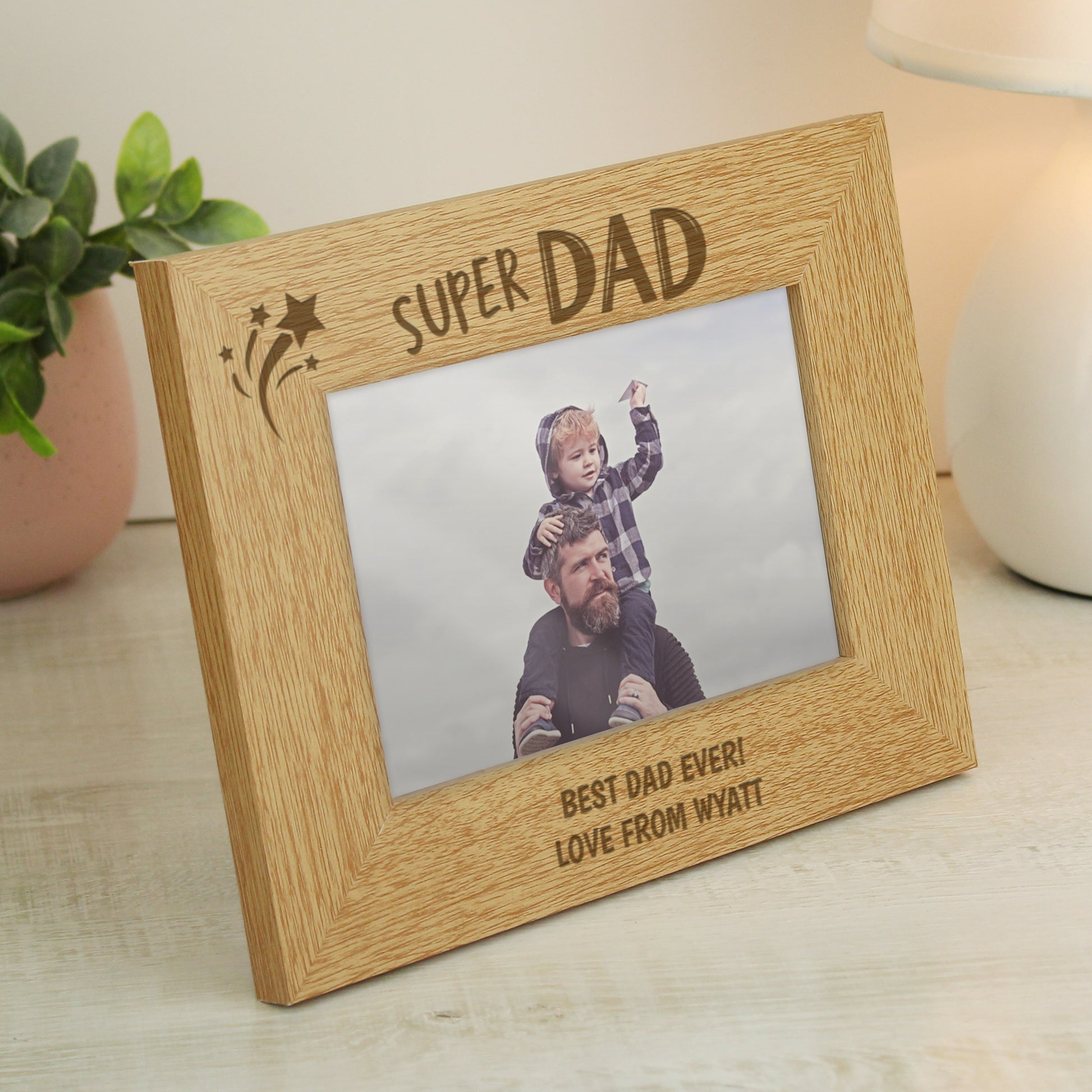 Personalised Super Dad 6x4 Wooden Photo Frame – Father's Day & Birthday Gift - image 4