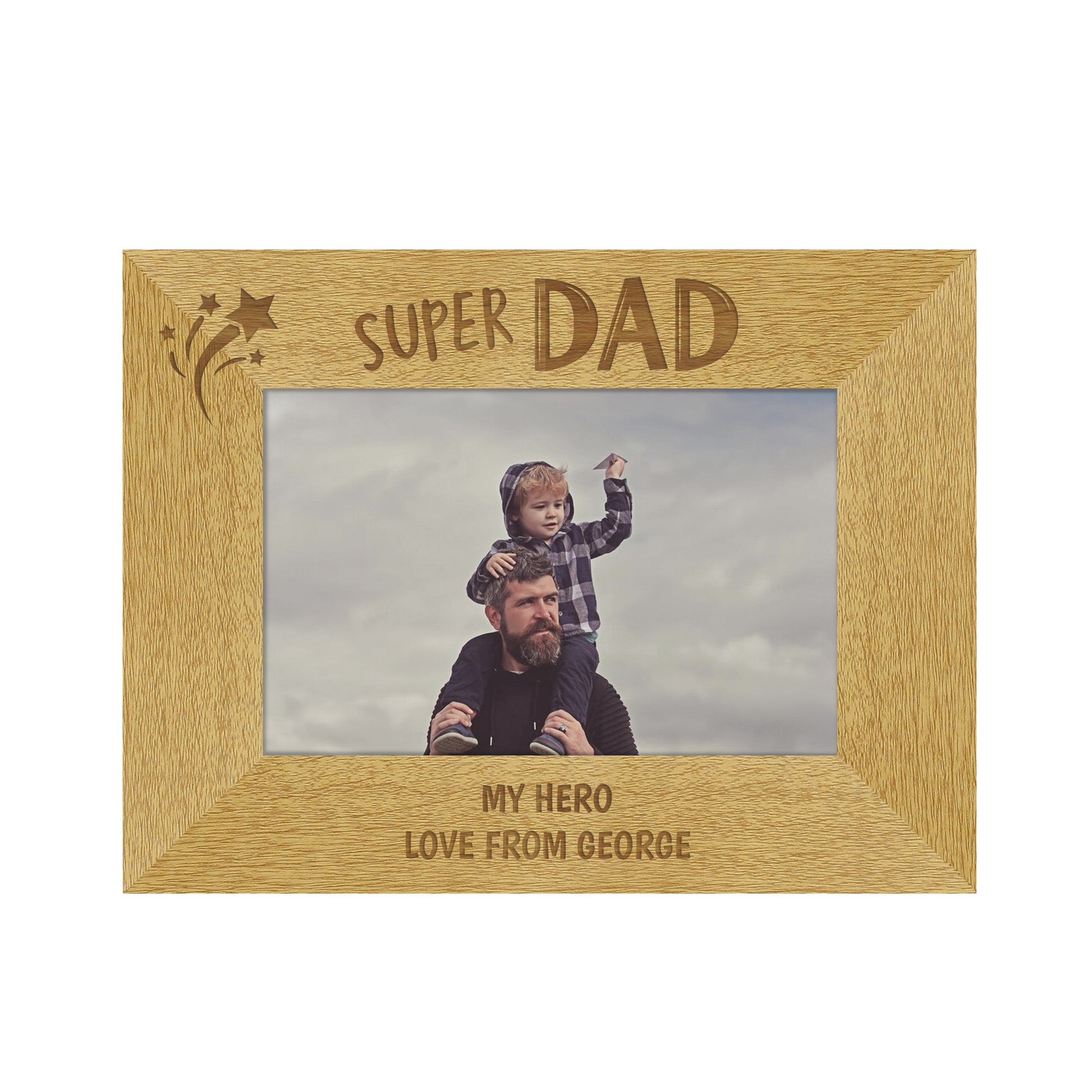 Personalised Super Dad 6x4 Wooden Photo Frame – Father's Day & Birthday Gift - image 5