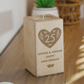 Personalised Anniversary Wooden Tealight Holder – Couple Anniversary Gift