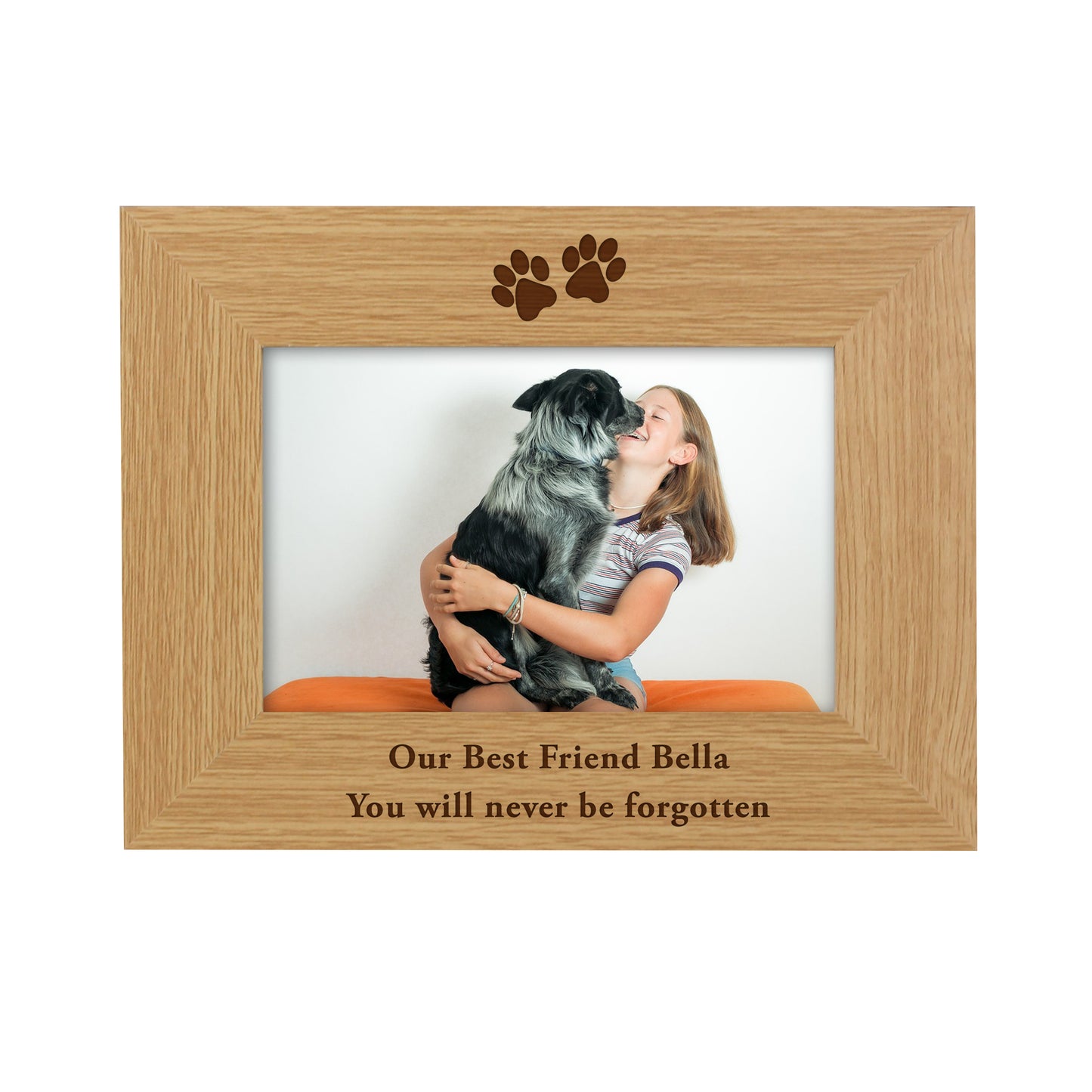 Personalised Oak Finish 4x6 Paw Prints Photo Frame – Dog Cat Pet Lover Gift - image 4