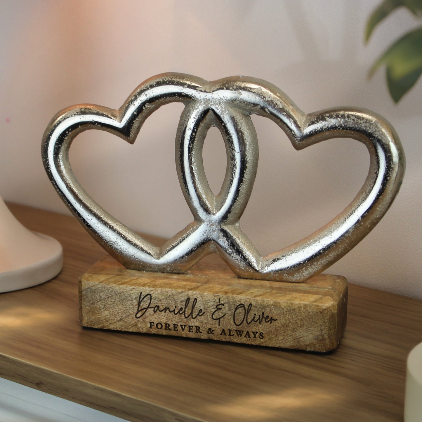 Personalised Two Lines Double Heart Ornament from Heartfelt Gifts