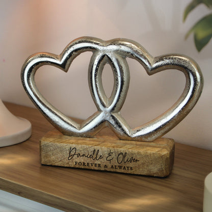 Personalised Two Lines Double Heart Ornament from Heartfelt Gifts