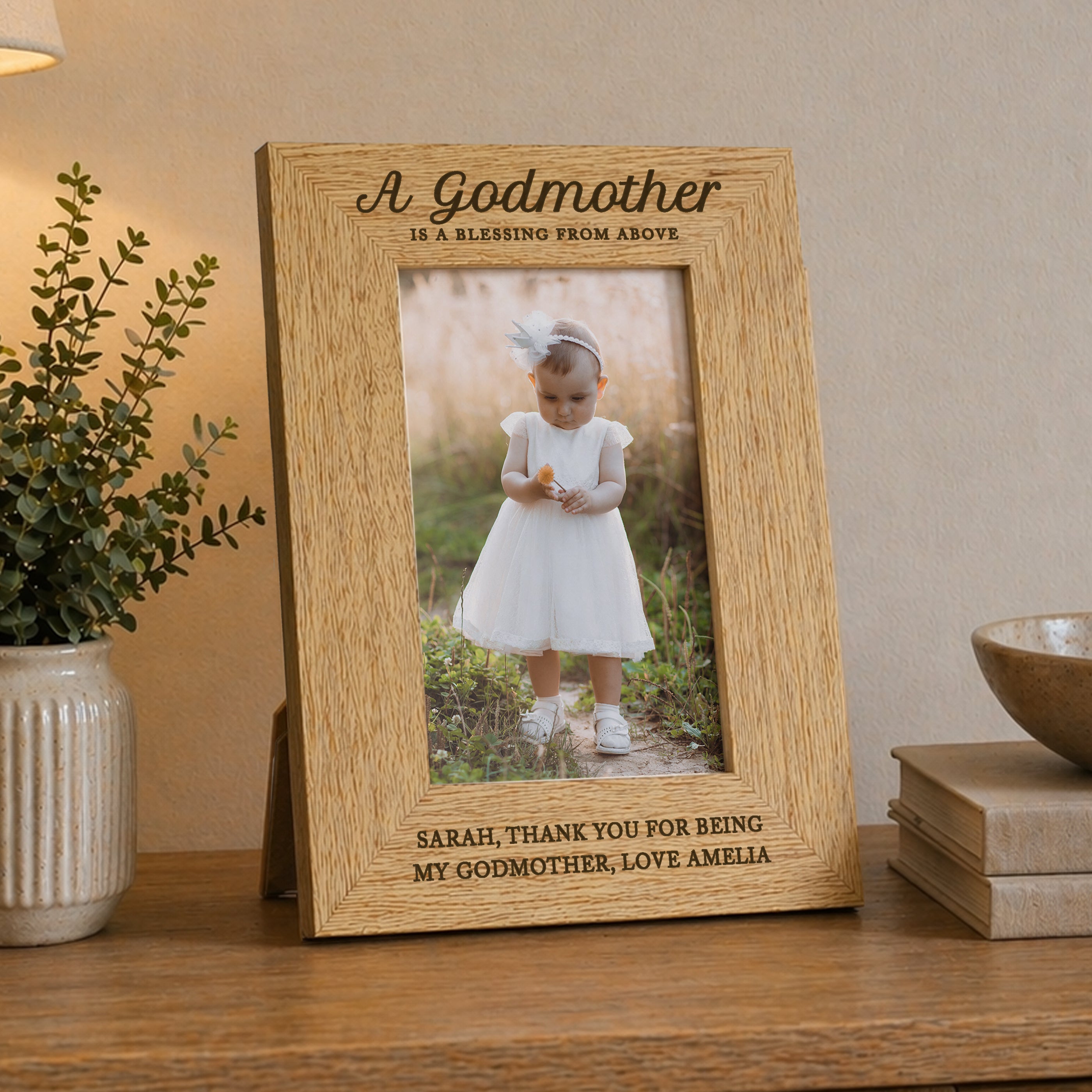 Personalised Godmother 6x4 Wooden Photo Frame from Heartfelt Gifts
