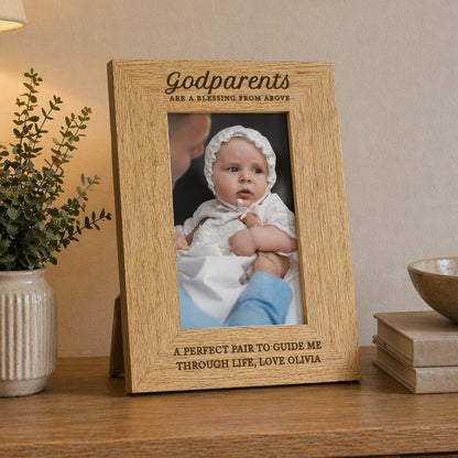Personalised Godparents 6x4 Wooden Photo Frame from Heartfelt Gifts
