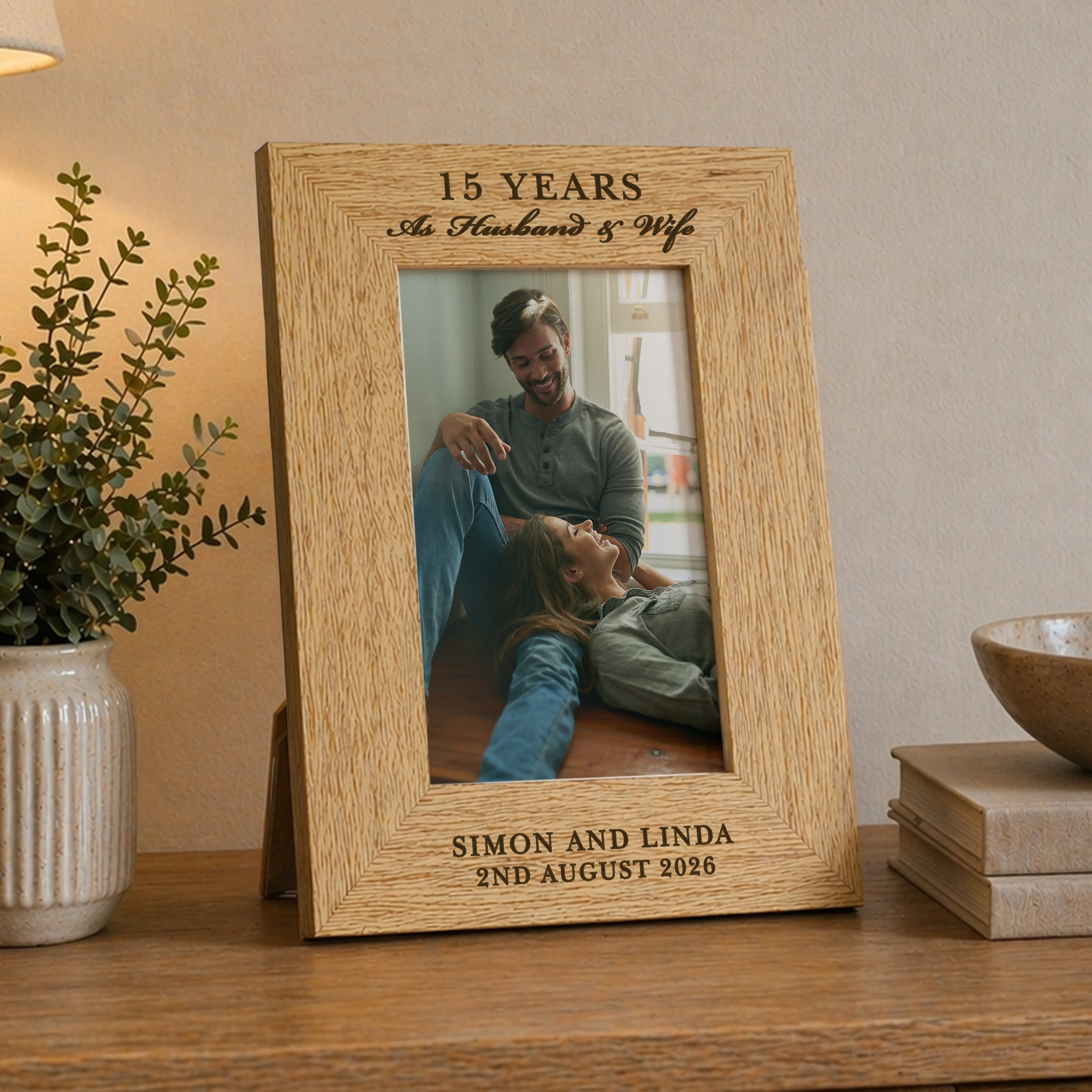 Personalised Anniversary 6x4 Wooden Photo Frame from Heartfelt Gifts