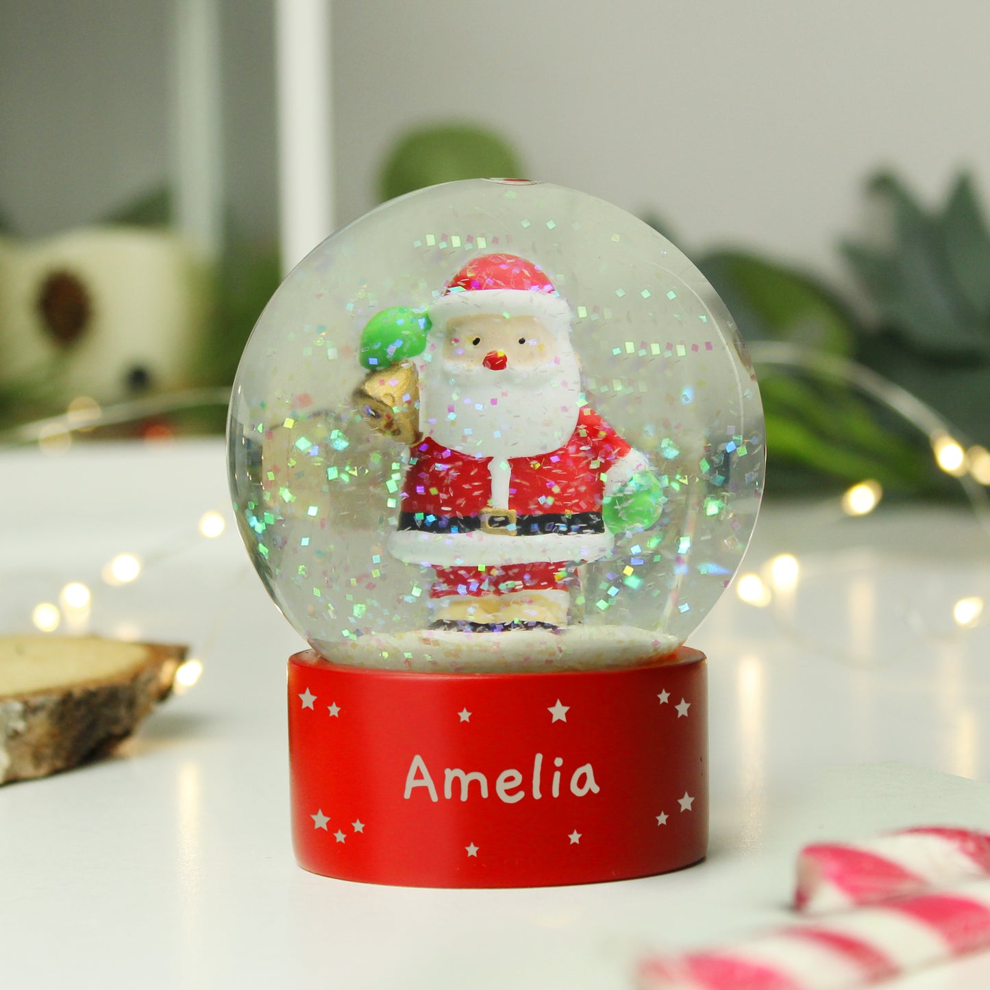Personalised Name Only Santa Snow Globe - image 3