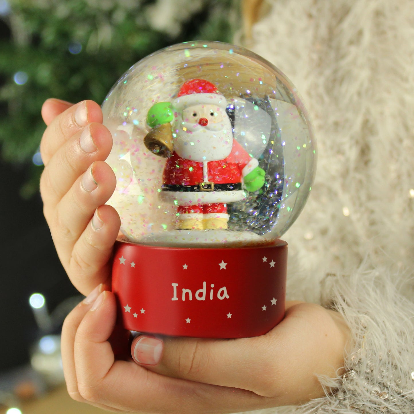 Personalised Name Only Santa Snow Globe - image 4